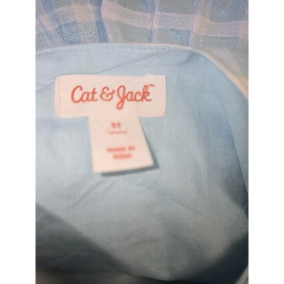 Cat & Jack Tshirt Girls Size 5t Floral Sleeveless Checker Plaid Flair Blue 6394 - Picture 4 of 5